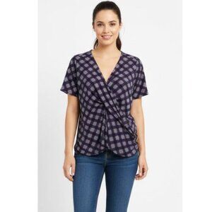 CHARTER CLUB WOMAN Plus size 3X dark blue white geometrical pattern short Sleeve